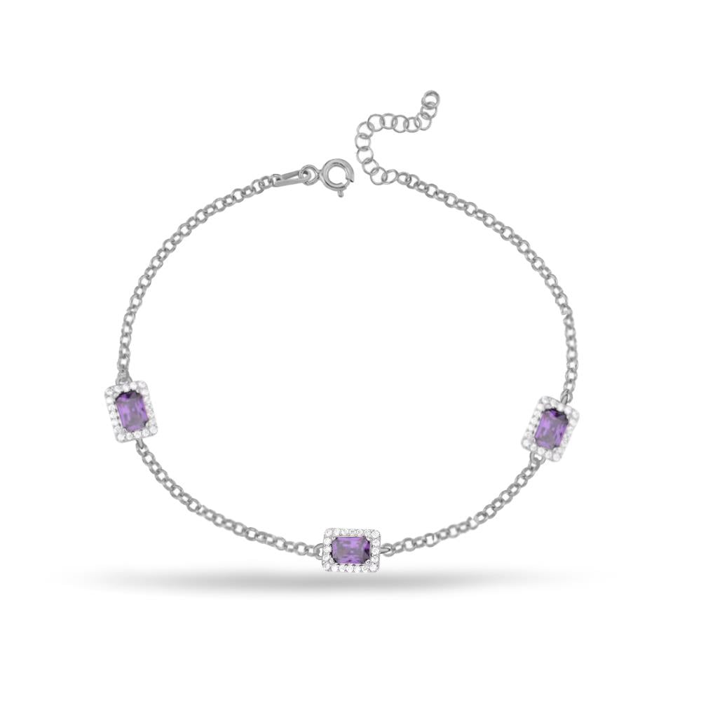 925 Ayar Gümüş Baget Taşlı Bileklik