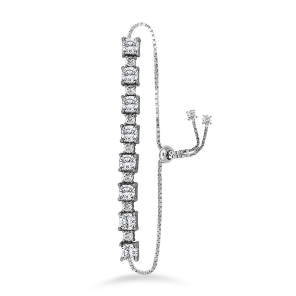 925 Ayar Gümüş Beyaz Taşlı Su Yolu Asansörlü Bileklik