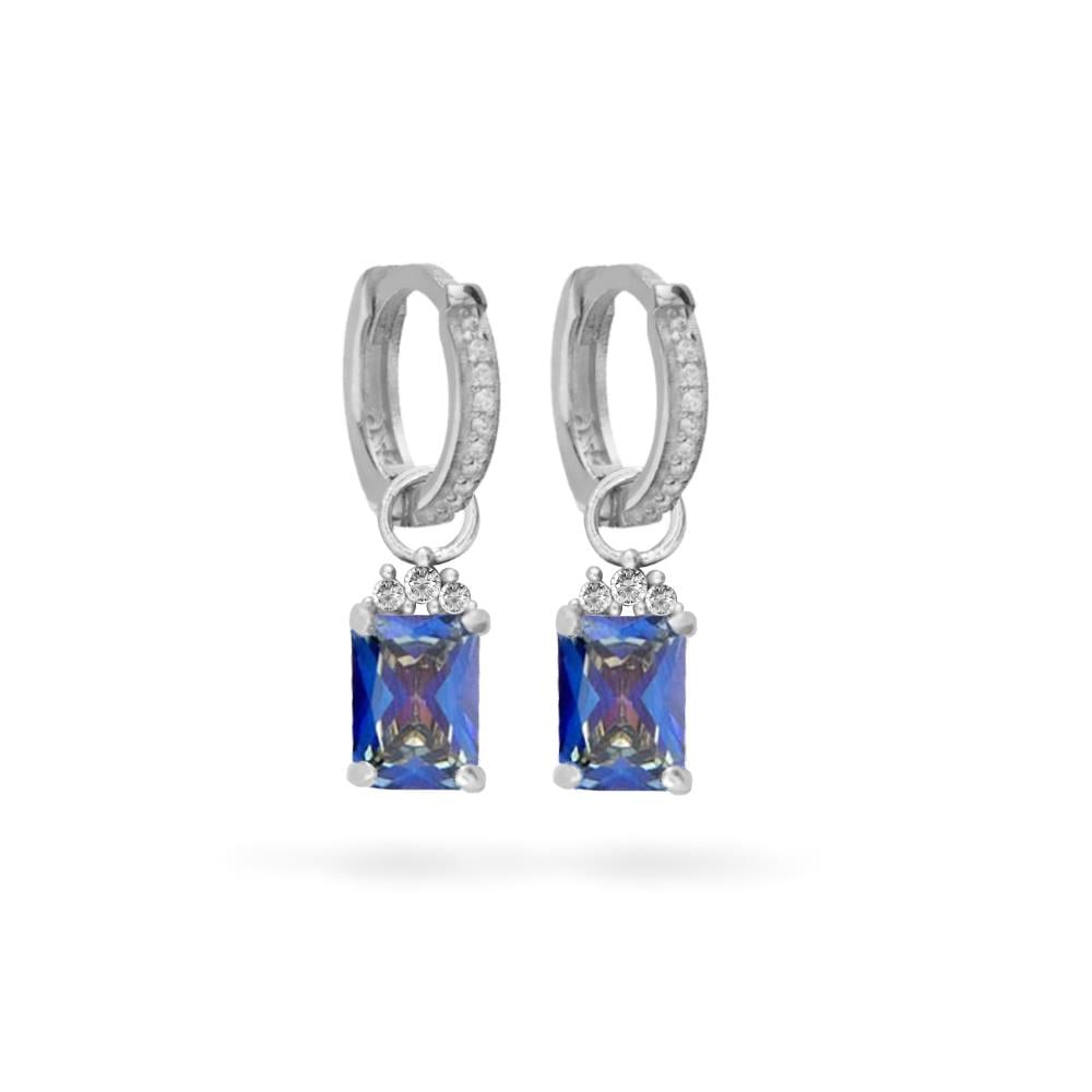 925 Ayar Gümüş Blue Topaz Baget Taşlı Trend Küpe