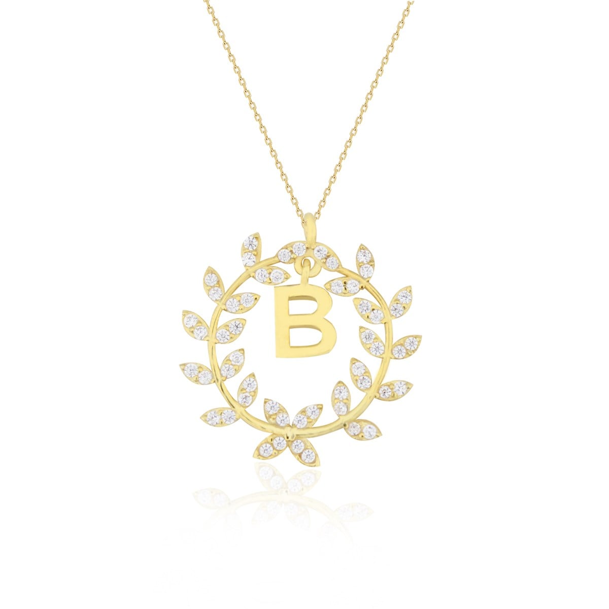 925 Ayar Gümüş Çelenk Harfli Kolye