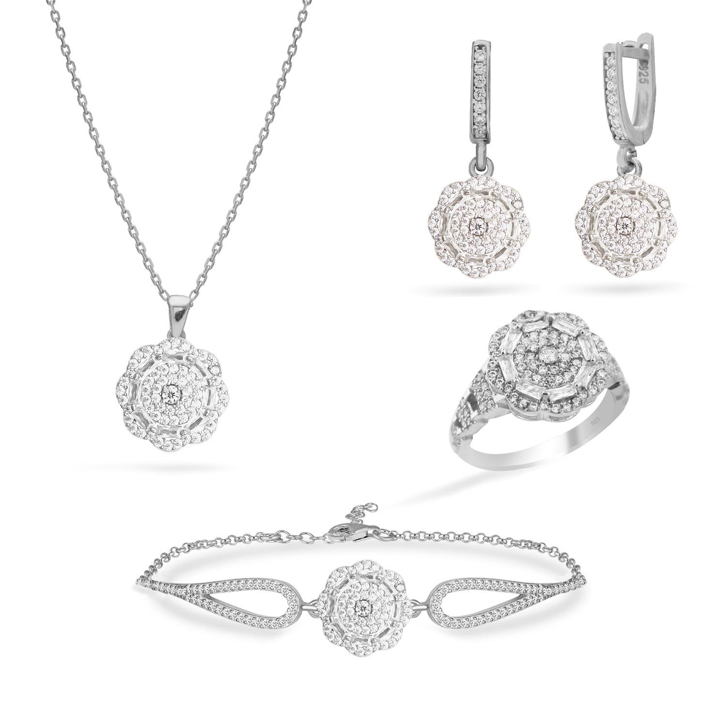 925 Ayar Gümüş Çiçek Takı Seti