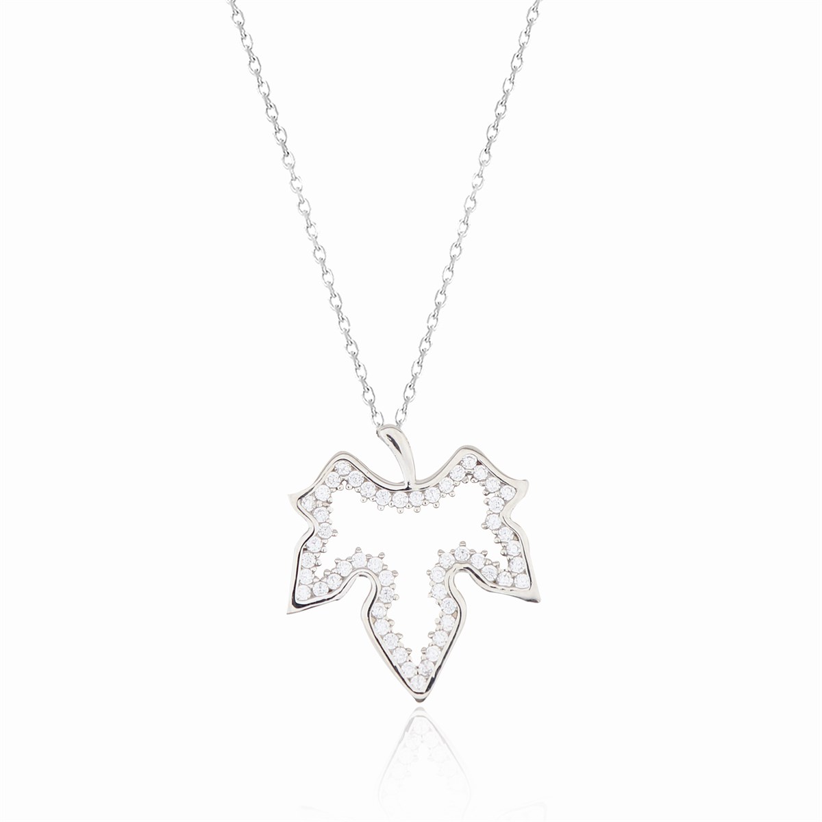 925 Ayar Gümüş Çınar Yaprağı Kolye