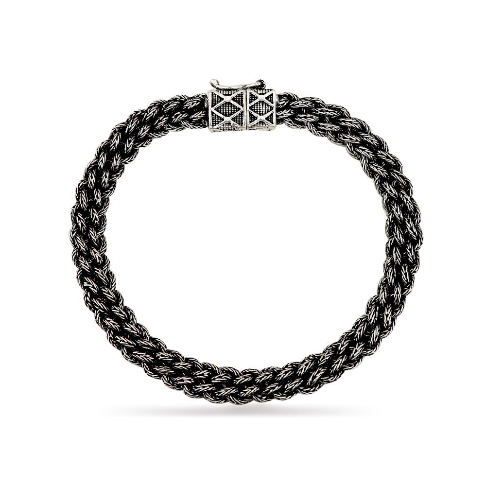 925 Ayar Gümüş El İşçiliği Kazaziye Örgü Bileklik