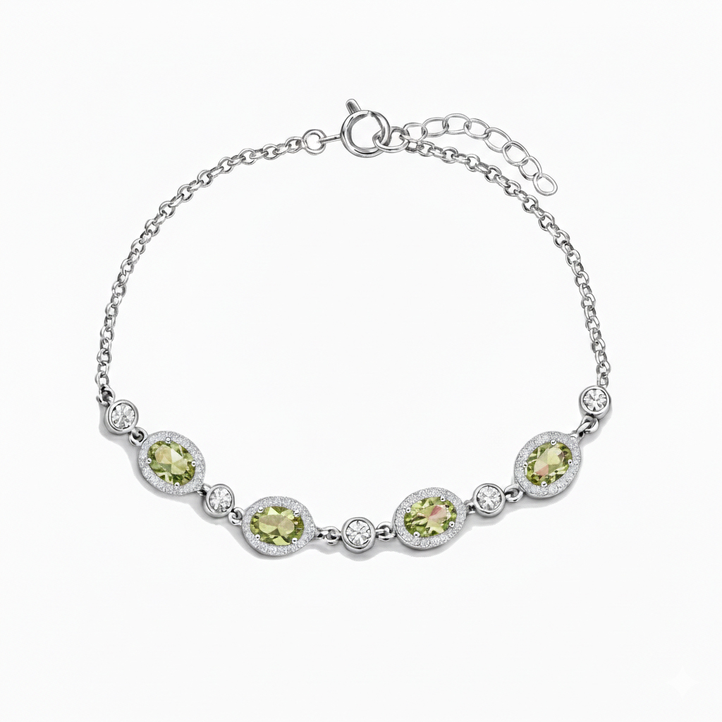 925 Ayar Gümüş Elegance Zultanit Taşlı Oval Detaylı Bileklik