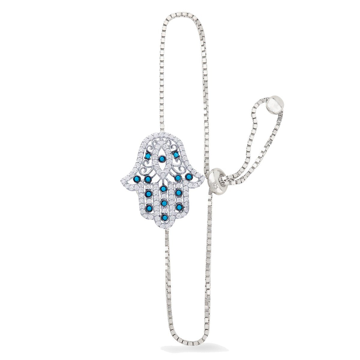 925 Ayar Gümüş Fatma Ana Eli Asansörlü Bileklik