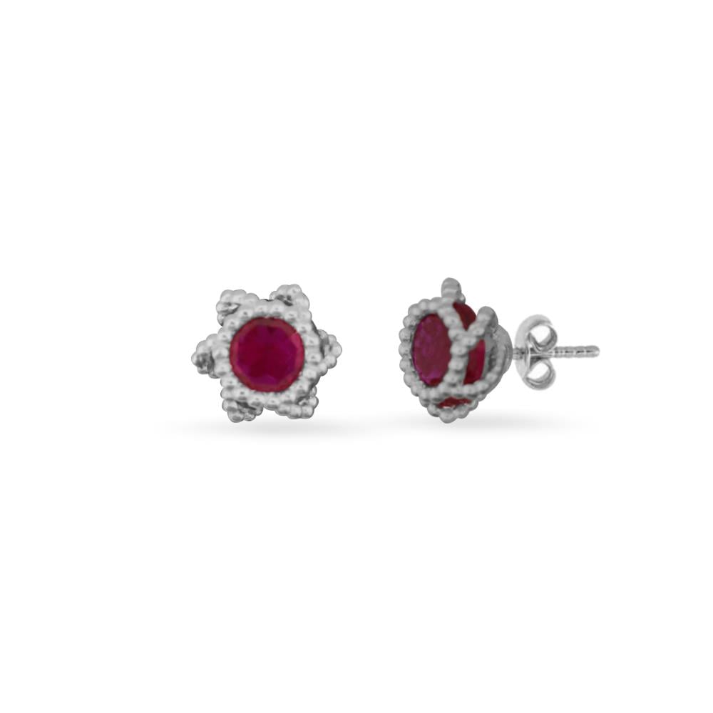 925 Ayar Gümüş Garnet Taşlı Çivili Küpe