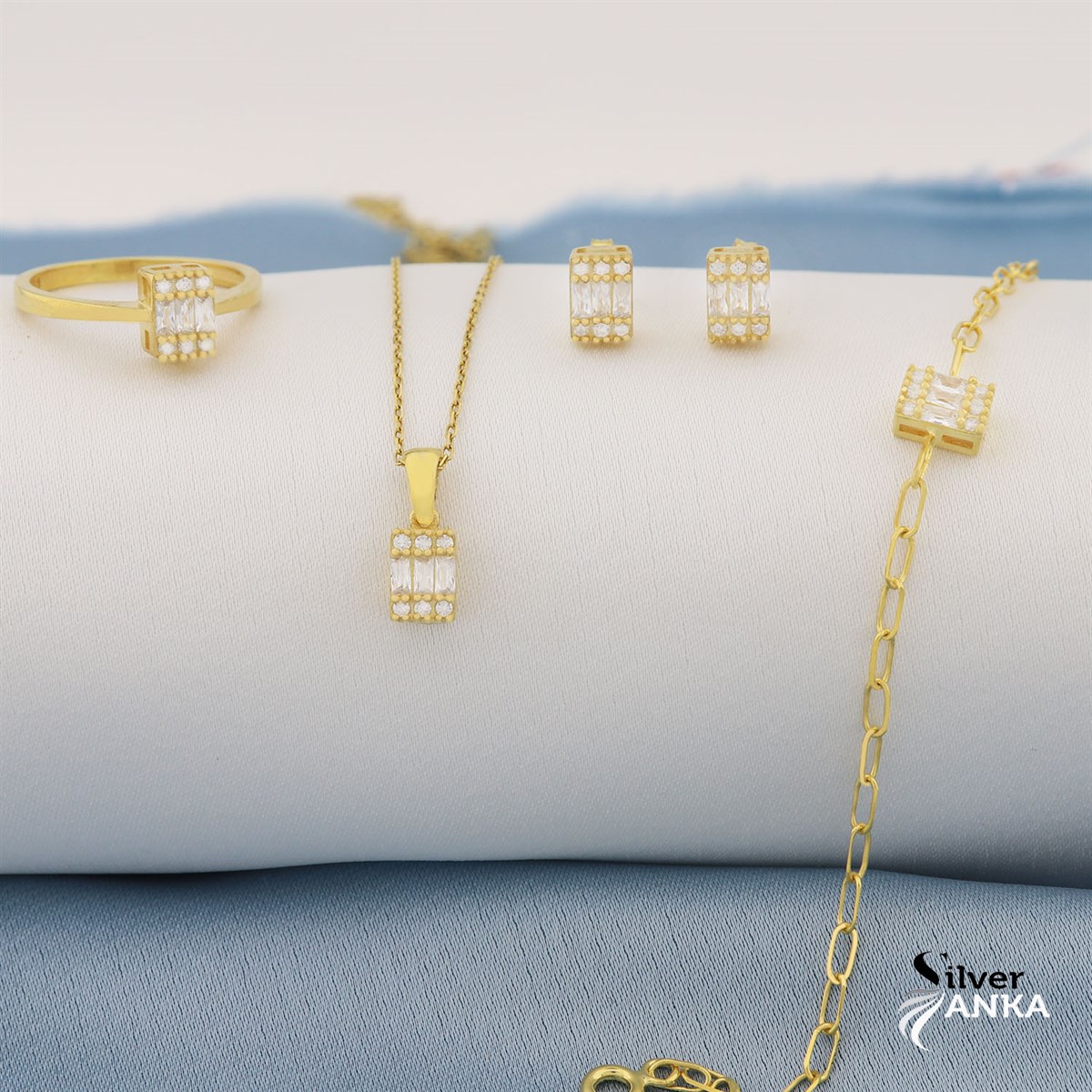 925 Ayar Gümüş Gold Zarif Set