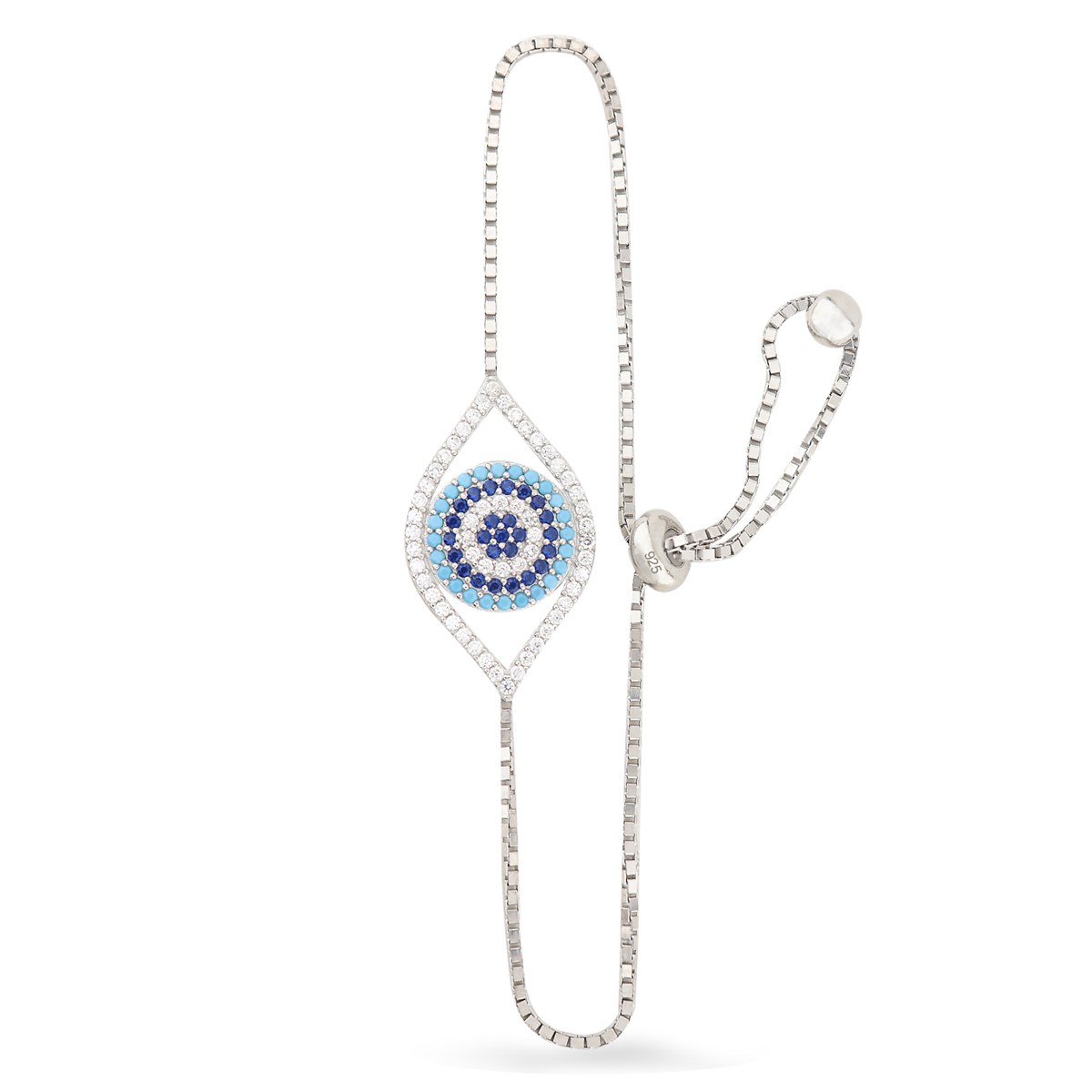 925 Ayar Gümüş Göz Nazar Asansörlü Bileklik