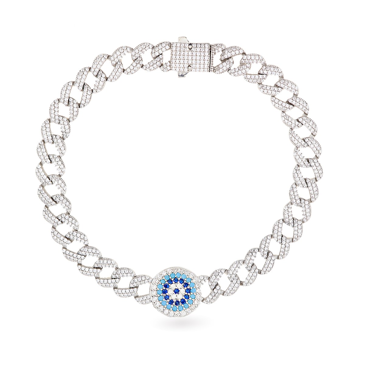 925 Ayar Gümüş Gurmet Zincir Nazar Detay Bileklik