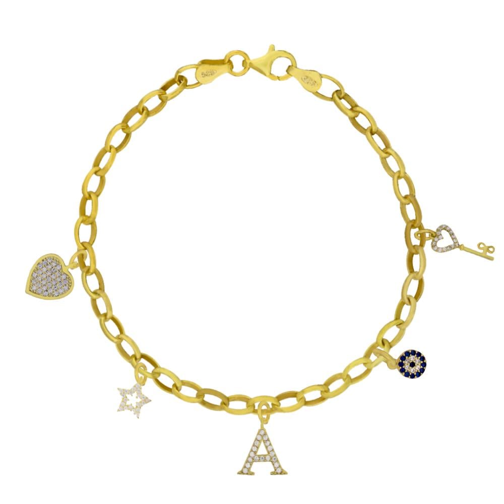 925 Ayar Gümüş Harfli Charm Bileklik