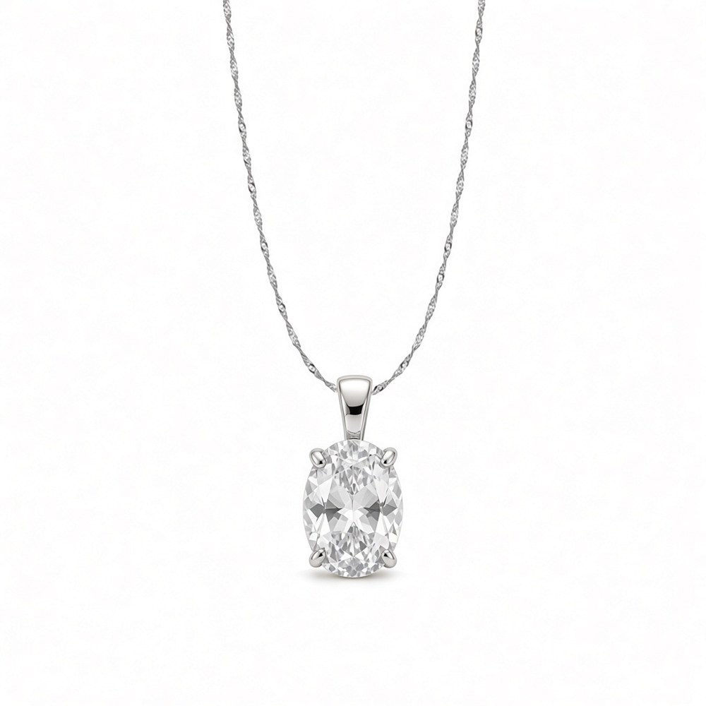 925 Ayar Gümüş Ice Cut Oval Taş Kolye