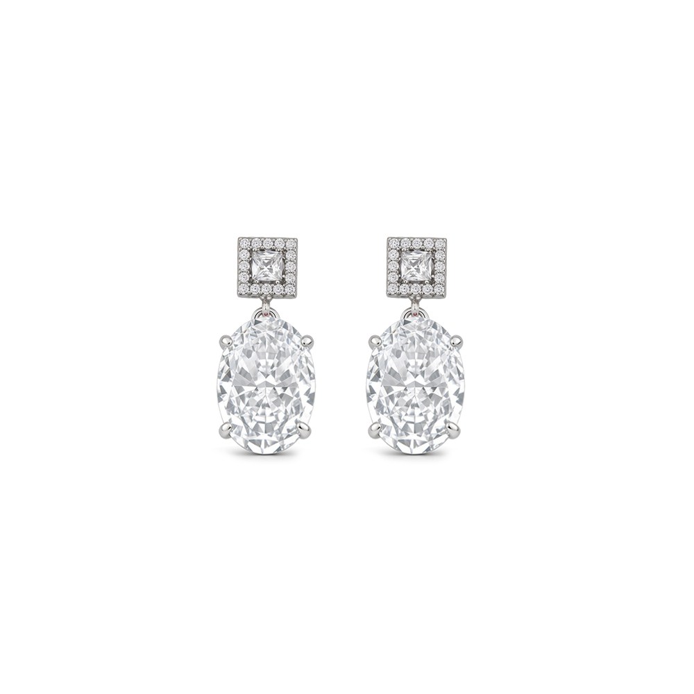 925 Ayar Gümüş Ice Cut Oval Taşlı Küpe
