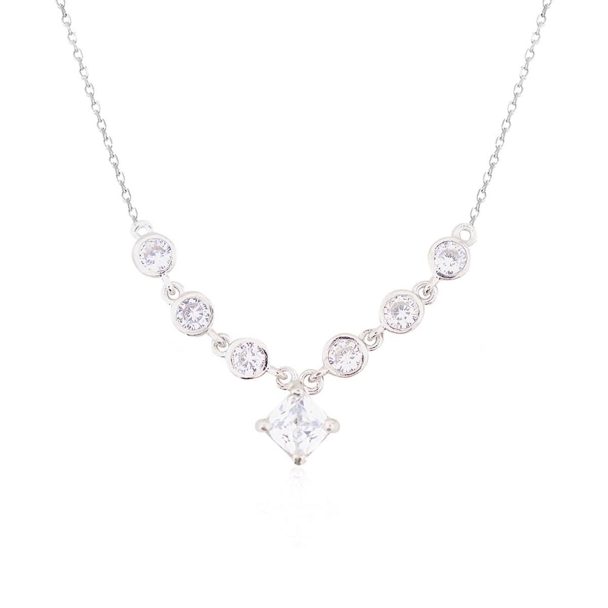 925 Ayar Gümüş Kare Tektaş Kolye