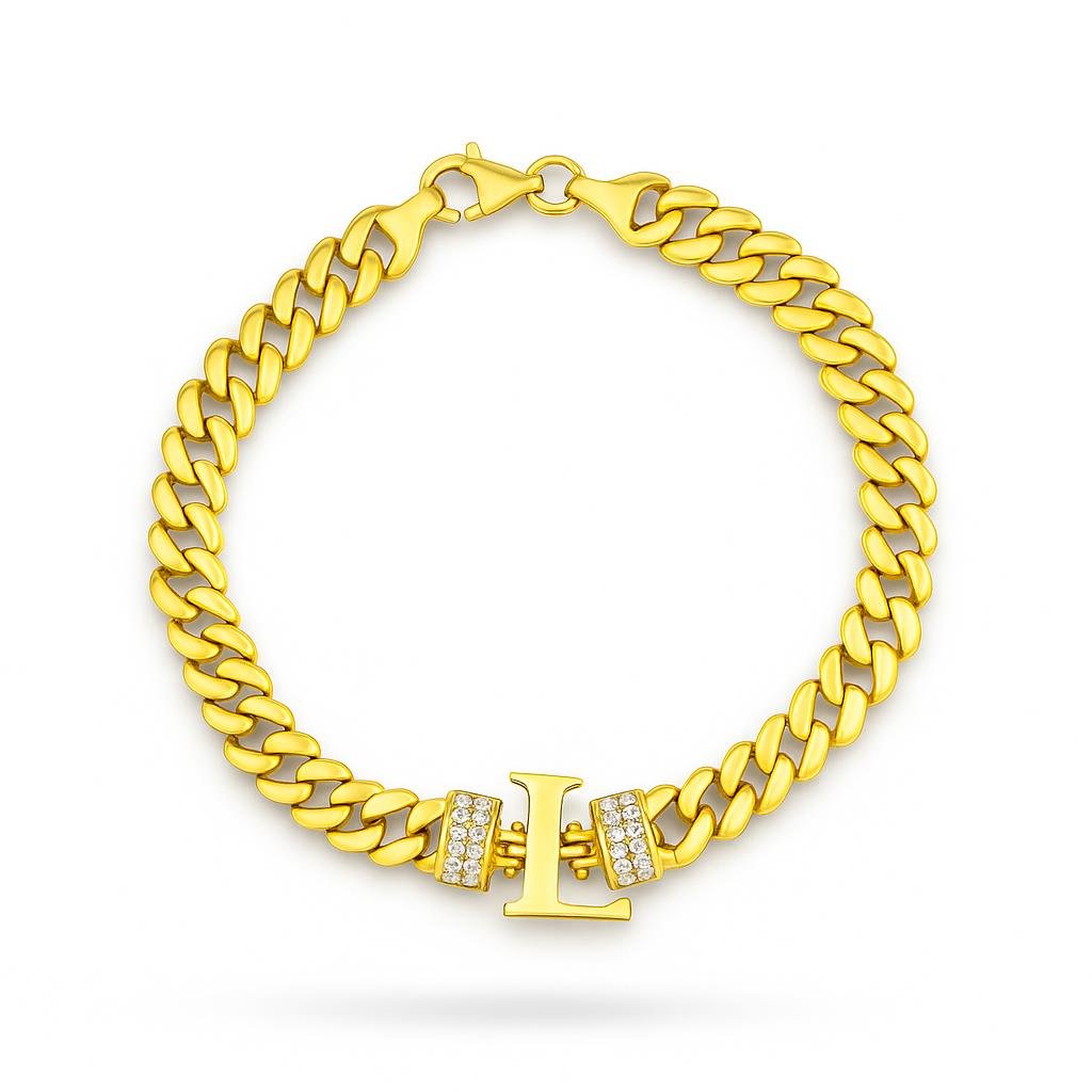 925 Ayar Gümüş L Harfi Bileklik