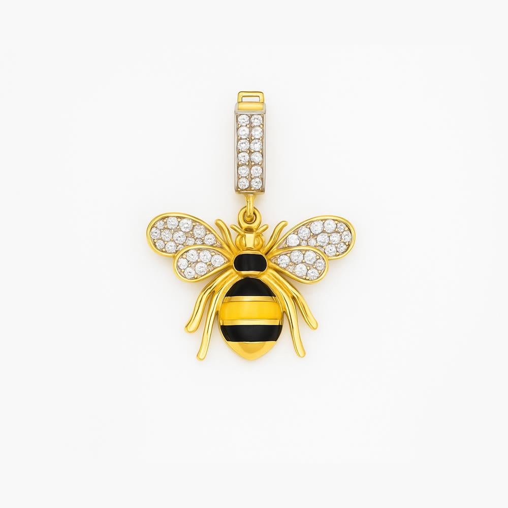 925 Ayar Gümüş Mineli Arı Charm