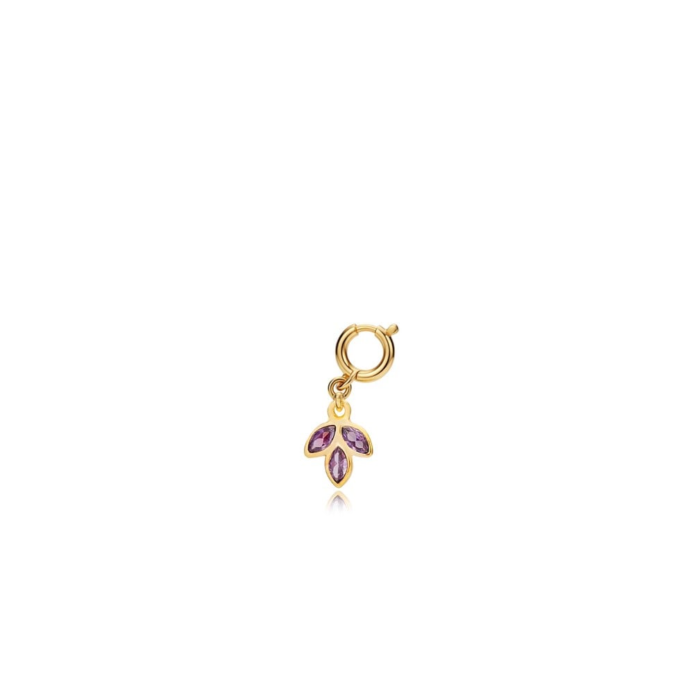 925 Ayar Gümüş Minimal Ametist Lotus Kolye Ucu - Charm