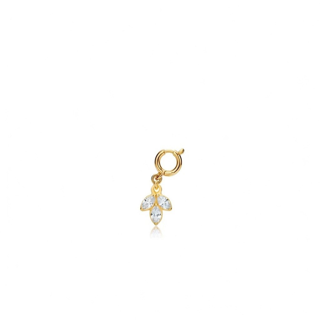 925 Ayar Gümüş Minimal Beyaz Lotus Kolye Ucu - Charm