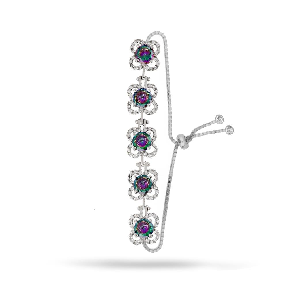 925 Ayar Gümüş Mistik Topaz Çiçek Bileklik