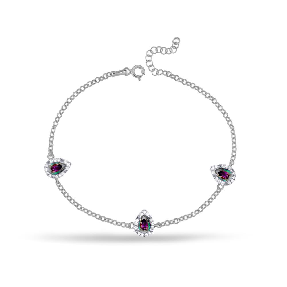 925 Ayar Gümüş Mistik Topaz Damla Taşlı Bileklik