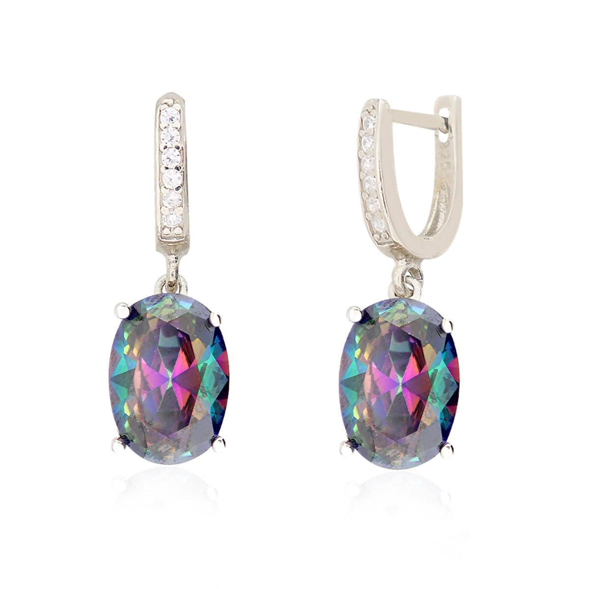 925 Ayar Gümüş Mistik Topaz Oval Küpe