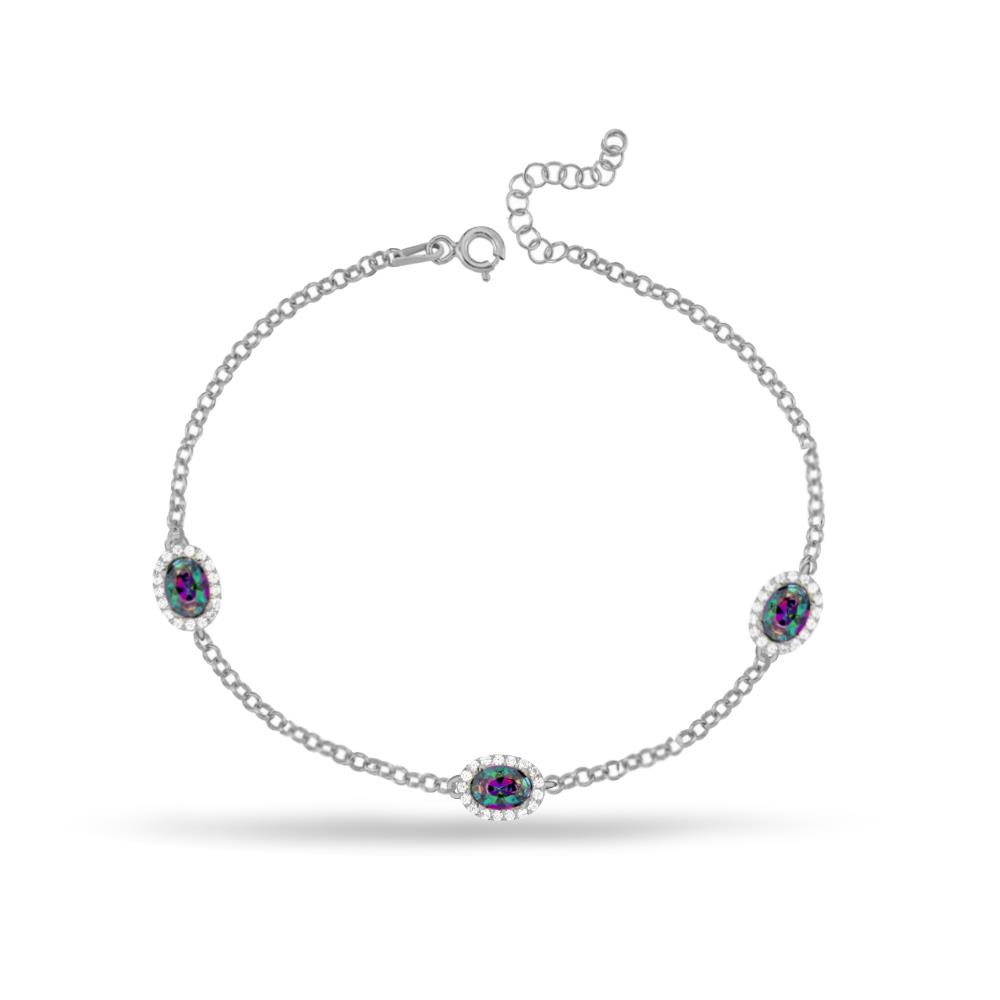 925 Ayar Gümüş Mistik Topaz Oval Taşlı Bileklik
