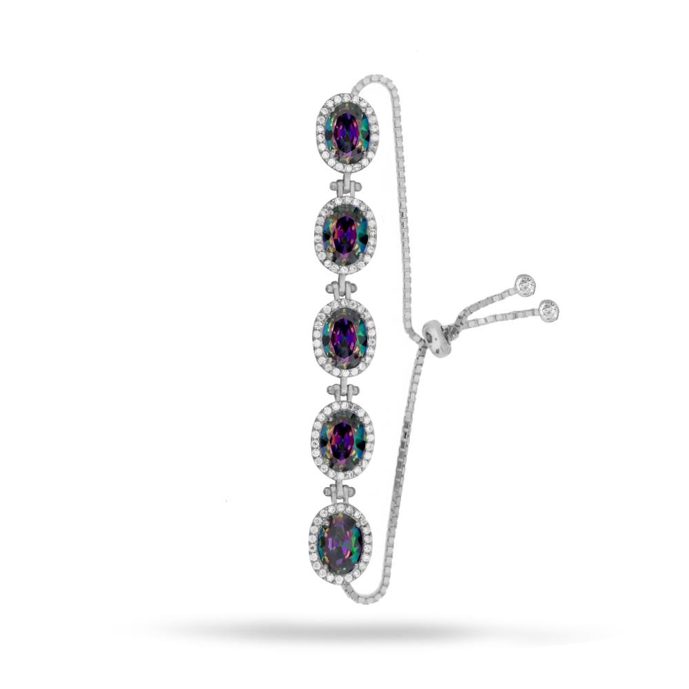 925 Ayar Gümüş Mistik Topaz Oval Taşlı  Bileklik