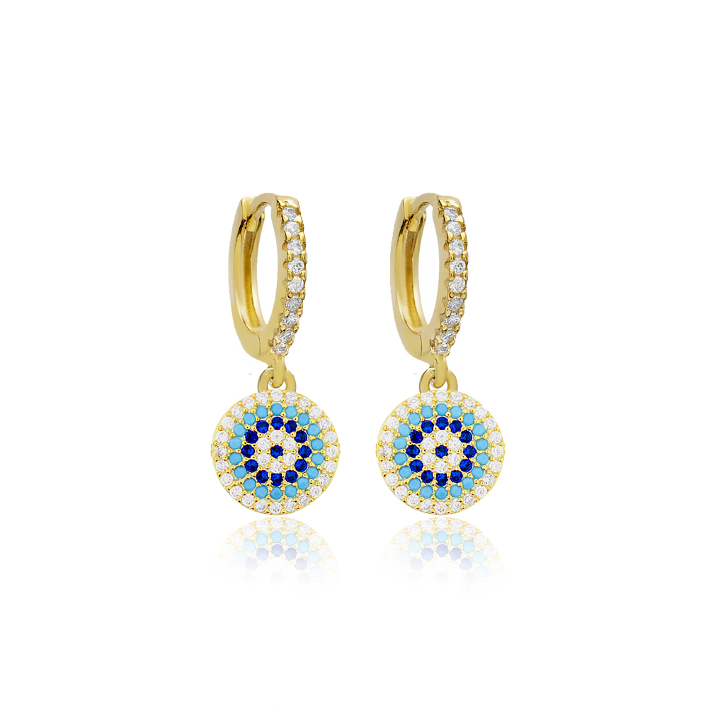 925 Ayar Gümüş Nazar Detaylı Küpe