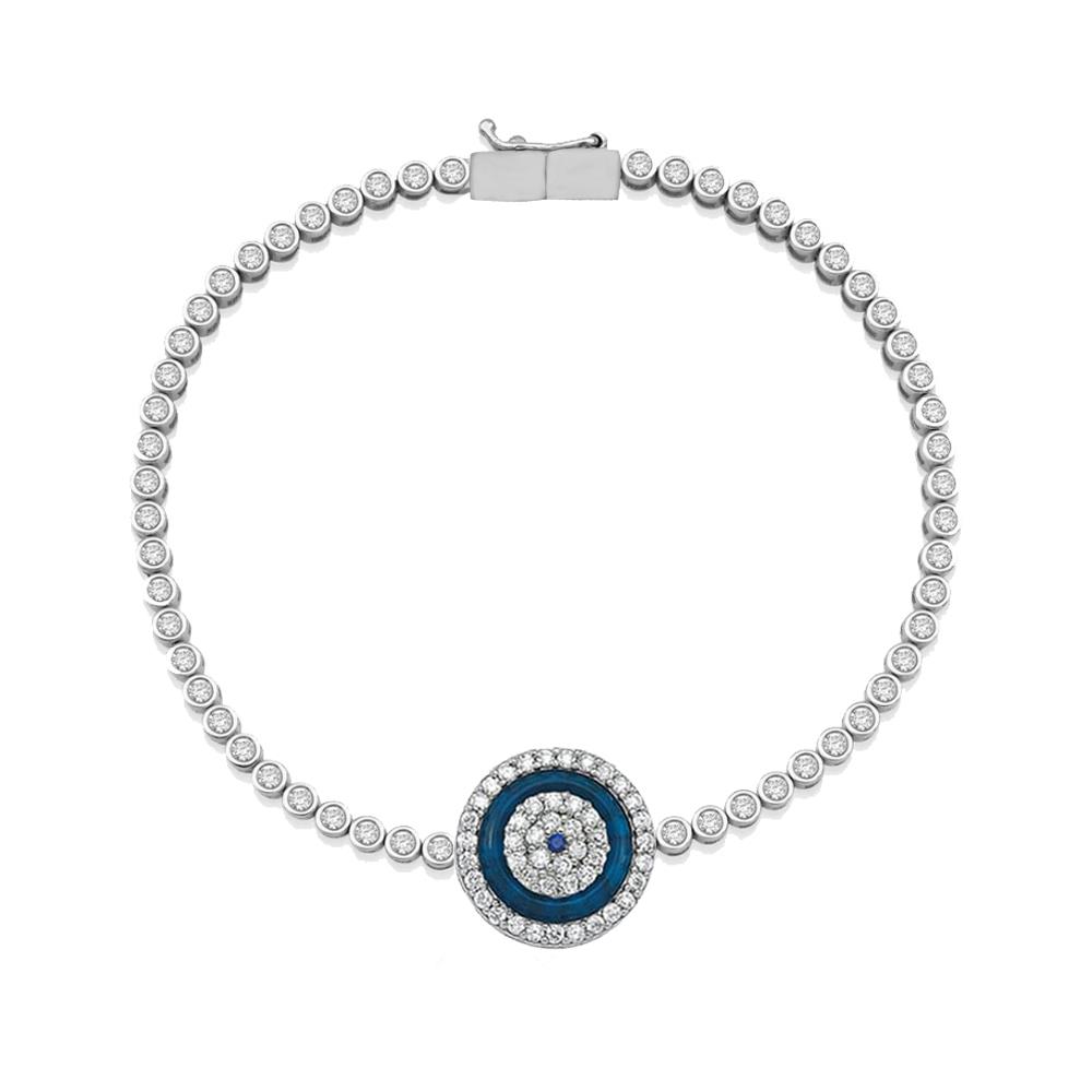 925 Ayar Gümüş Nazar Detaylı Su Yolu Bileklik