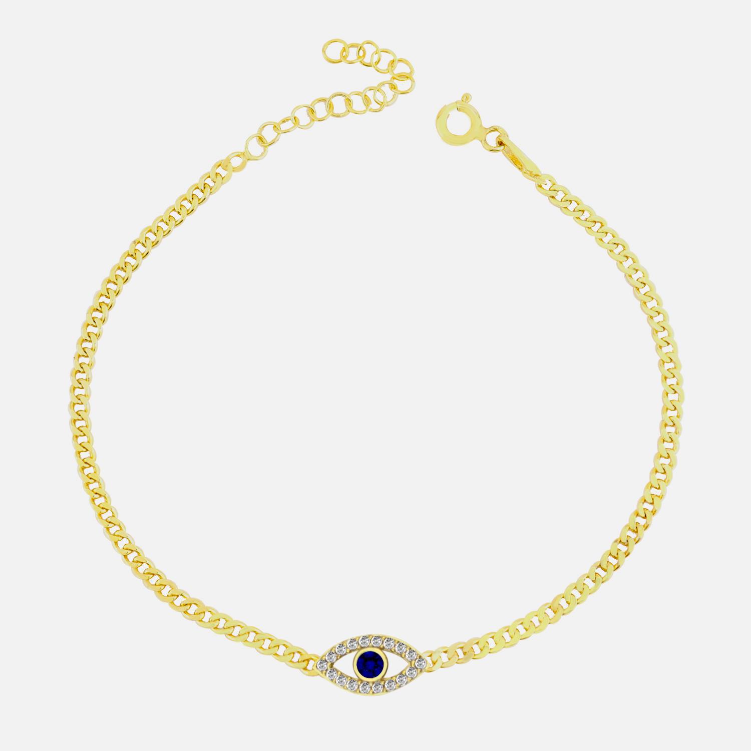 925 Ayar Gümüş Nazar Göz Detaylı Gurmet Zincir Bileklik