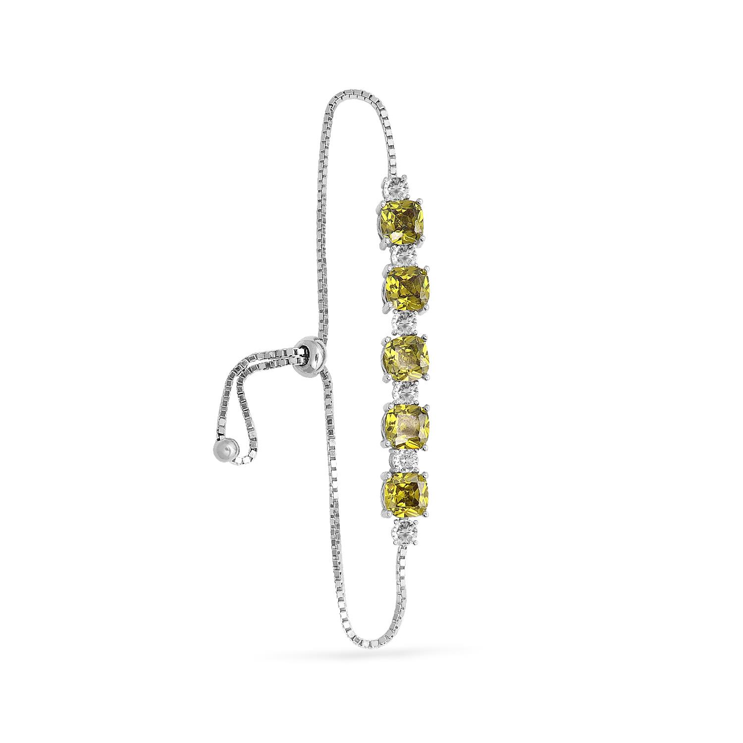 925 Ayar Gümüş Olive Taşlı Asansörlü Bileklik