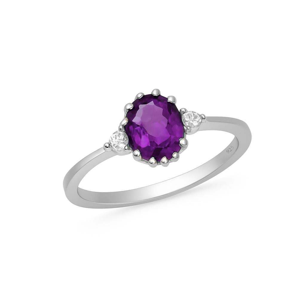 925 Ayar Gümüş Oval Ametist Vintage Yüzük