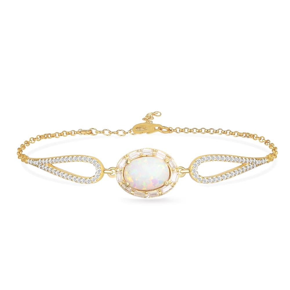 925 Ayar Gümüş Oval Opal Taşlı Bileklik