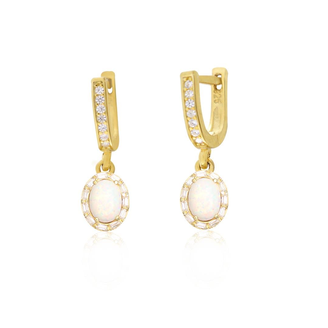 925 Ayar Gümüş Oval Opal Taşlı Küpe