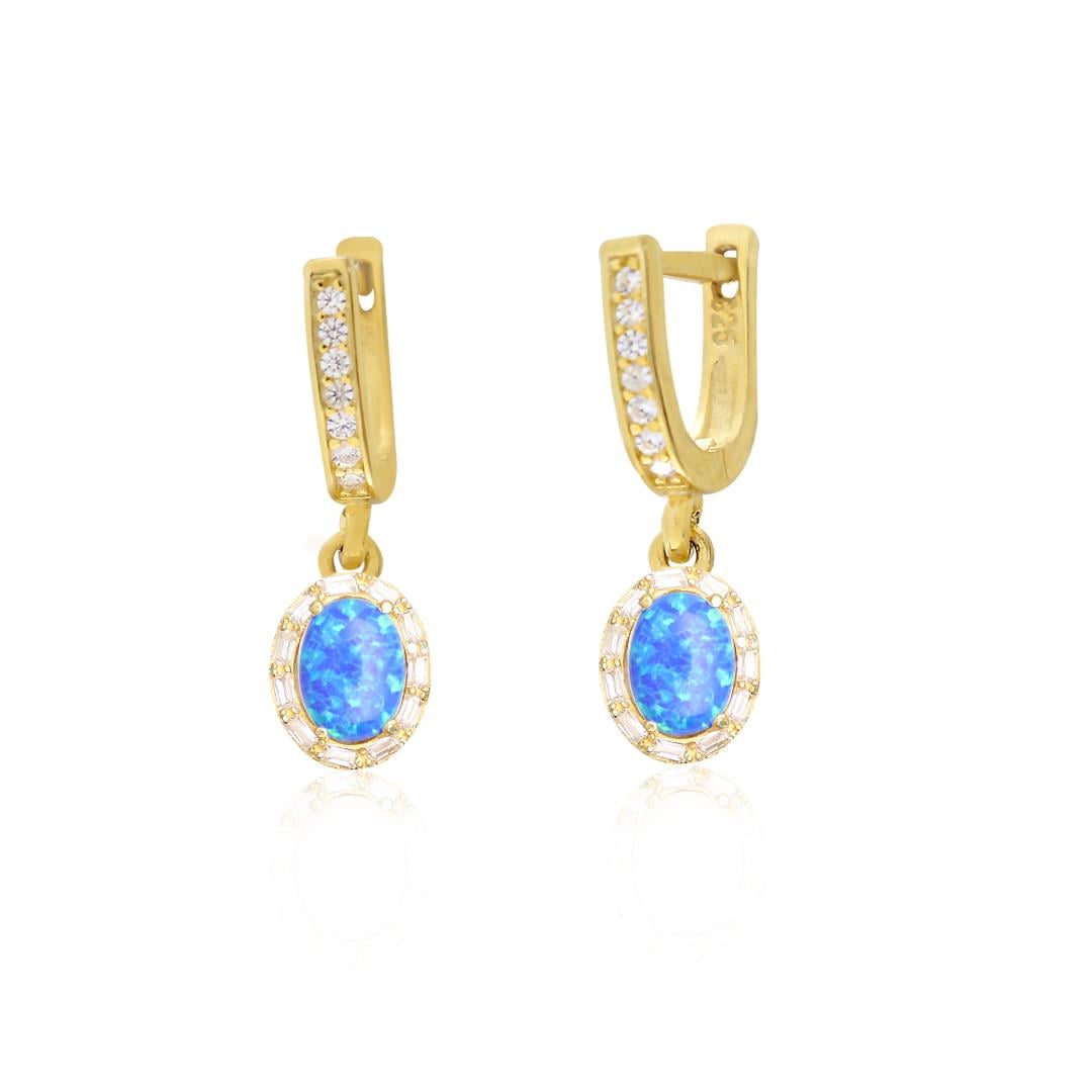 925 Ayar Gümüş Oval Opal Taşlı Küpe