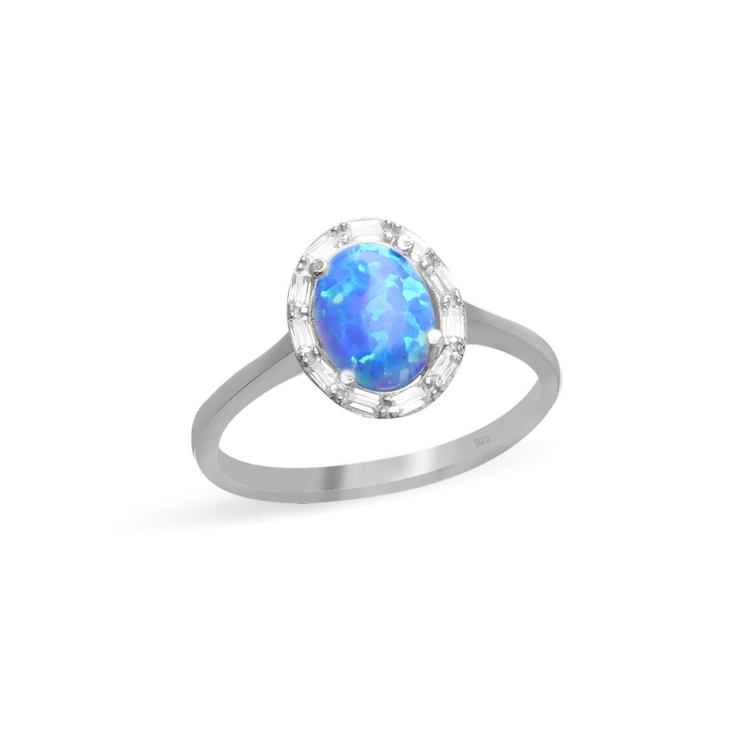 925 Ayar Gümüş Oval Opal Taşlı Yüzük