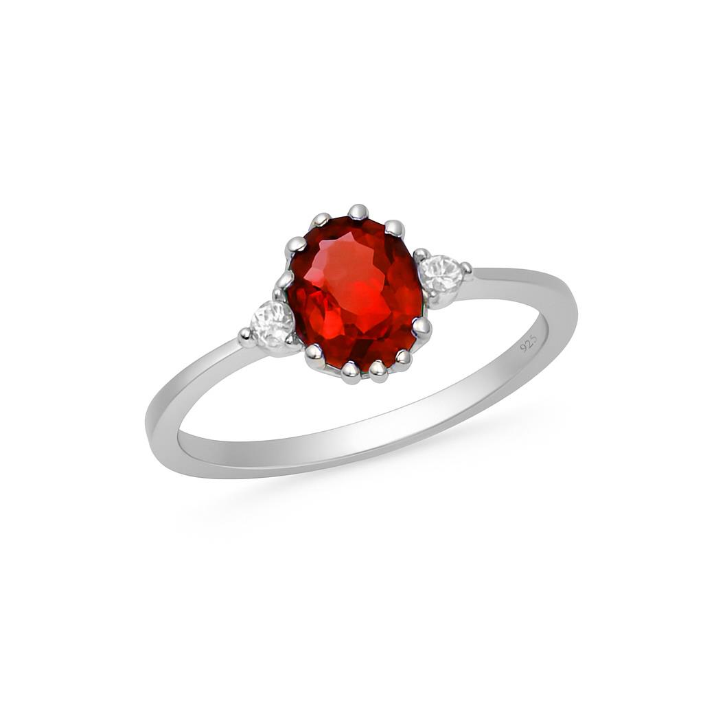 925 Ayar Gümüş Oval Ruby Vintage Yüzük