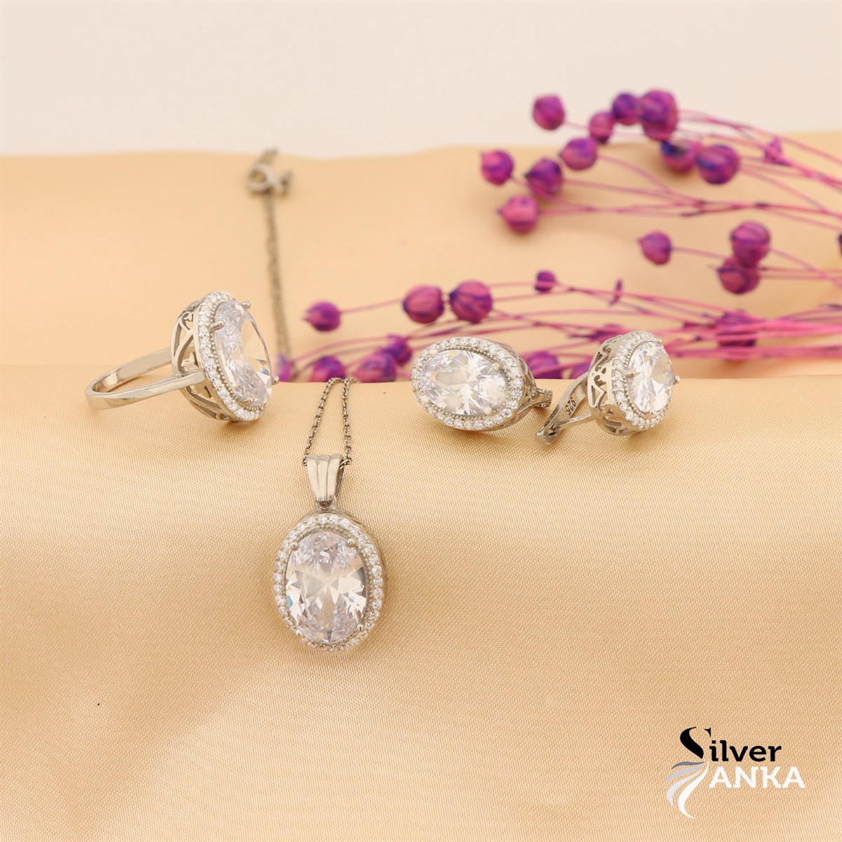 925 Ayar Gümüş Oval Şık Set