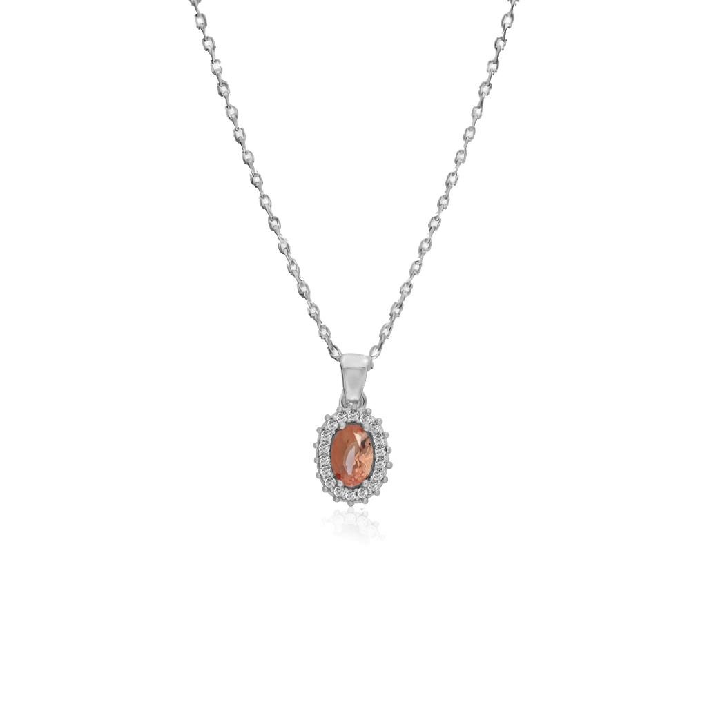 925 Ayar Gümüş Oval Zultanit Taşlı Anturaj  Kolye