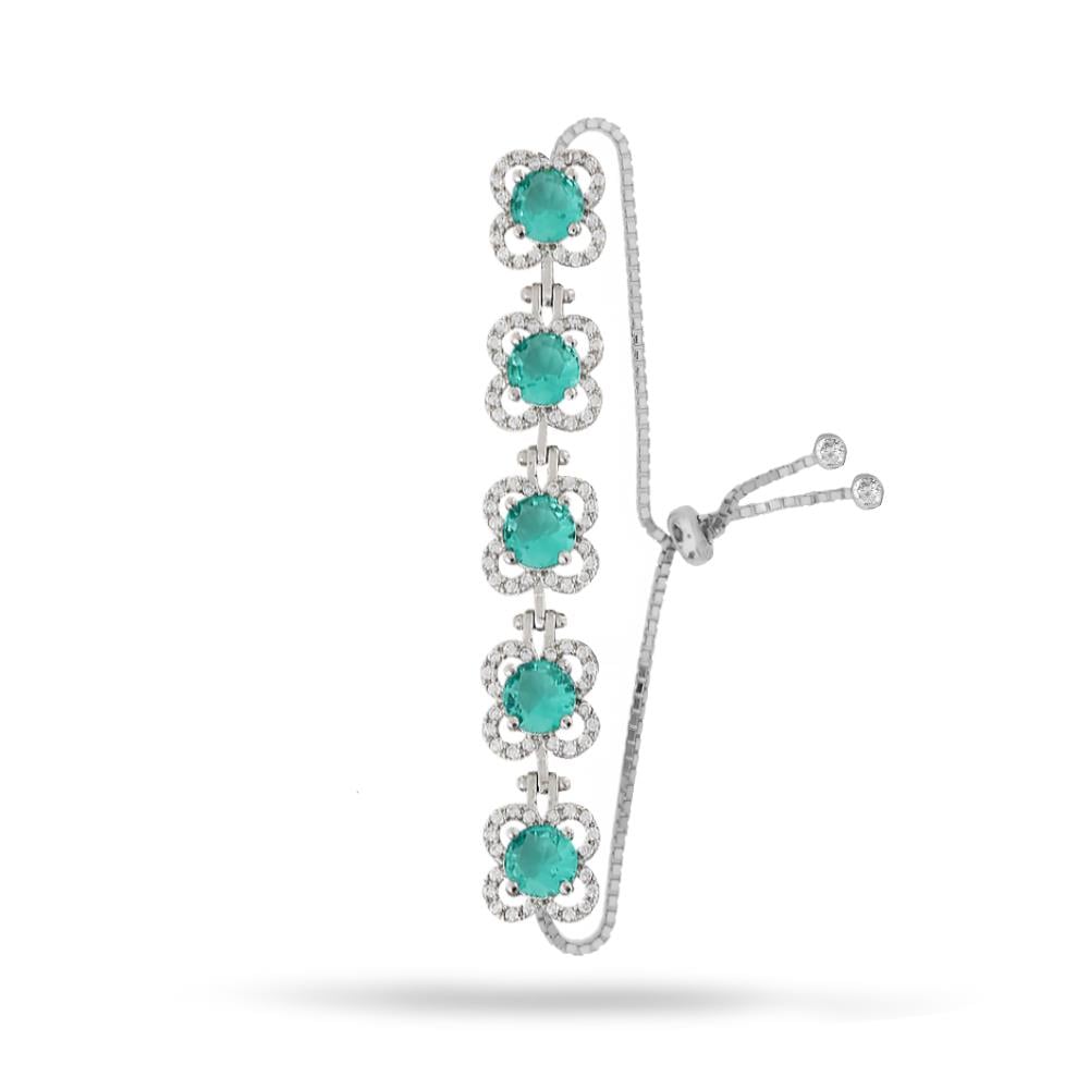 925 Ayar Gümüş Paraiba Çiçek Bileklik