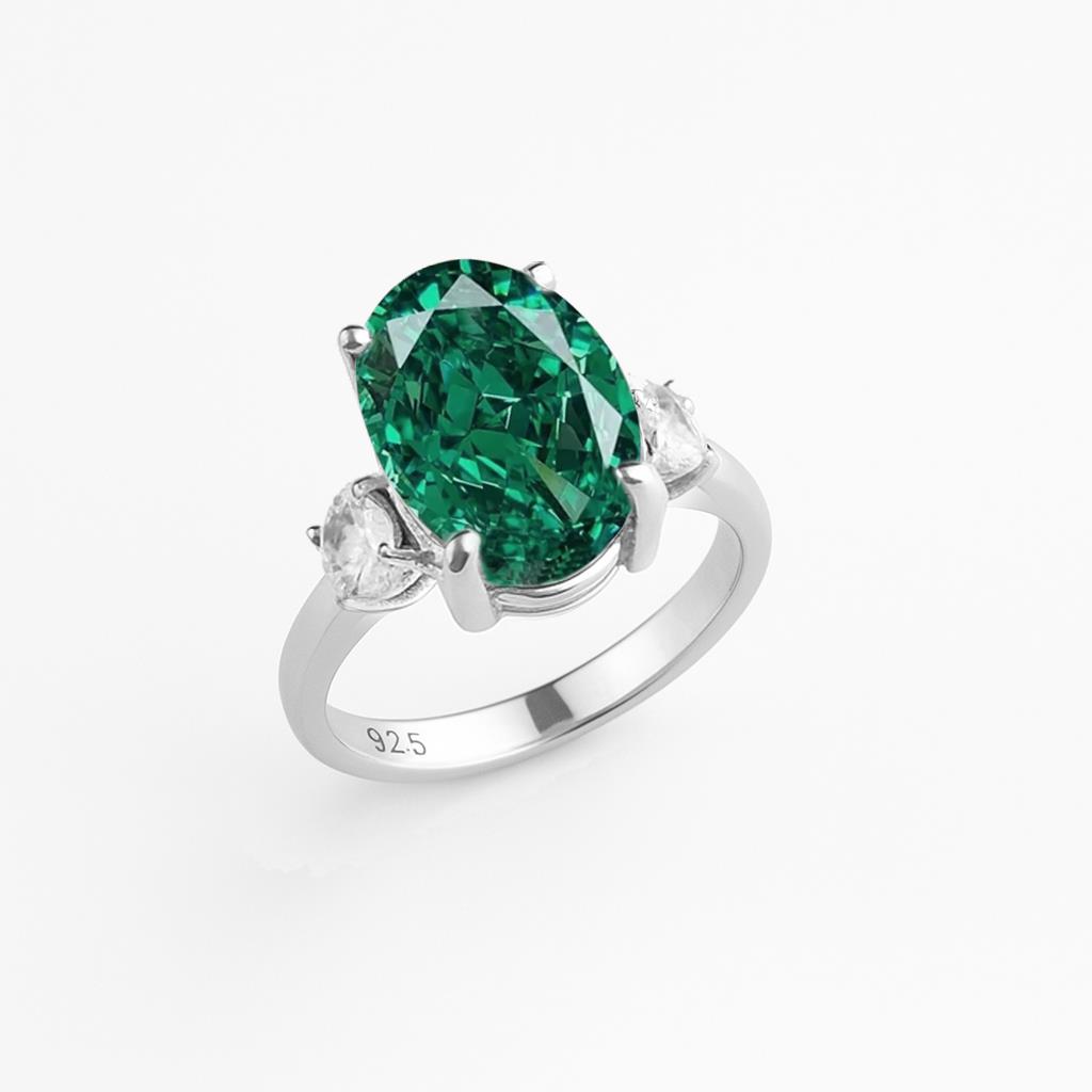 925 Ayar Gümüş Paraiba Elmas Kesim Oval Taş Yüzük – Premium Kalite