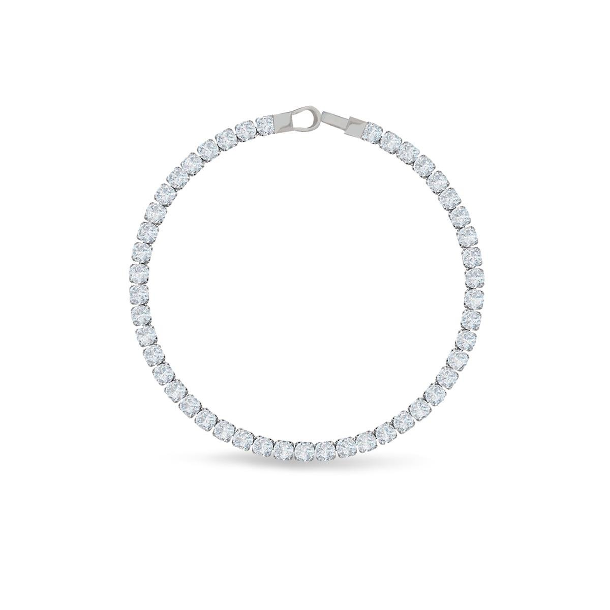 925 Ayar Gümüş Rodyumlu 4 mm Taşlı Su Yolu Bileklik