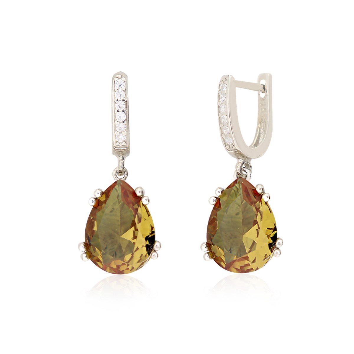 925 Ayar Gümüş Rodyumlu Damla Zultanit Taş Küpe