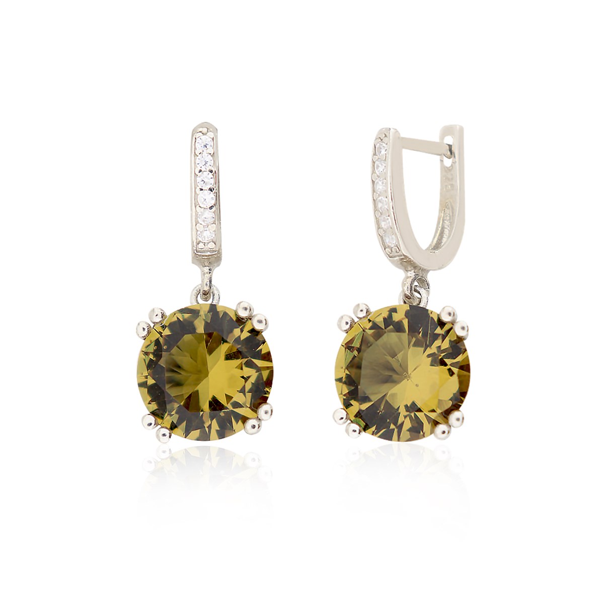 925 Ayar Gümüş Rodyumlu Yuvarlak Zultanit Taş Küpe