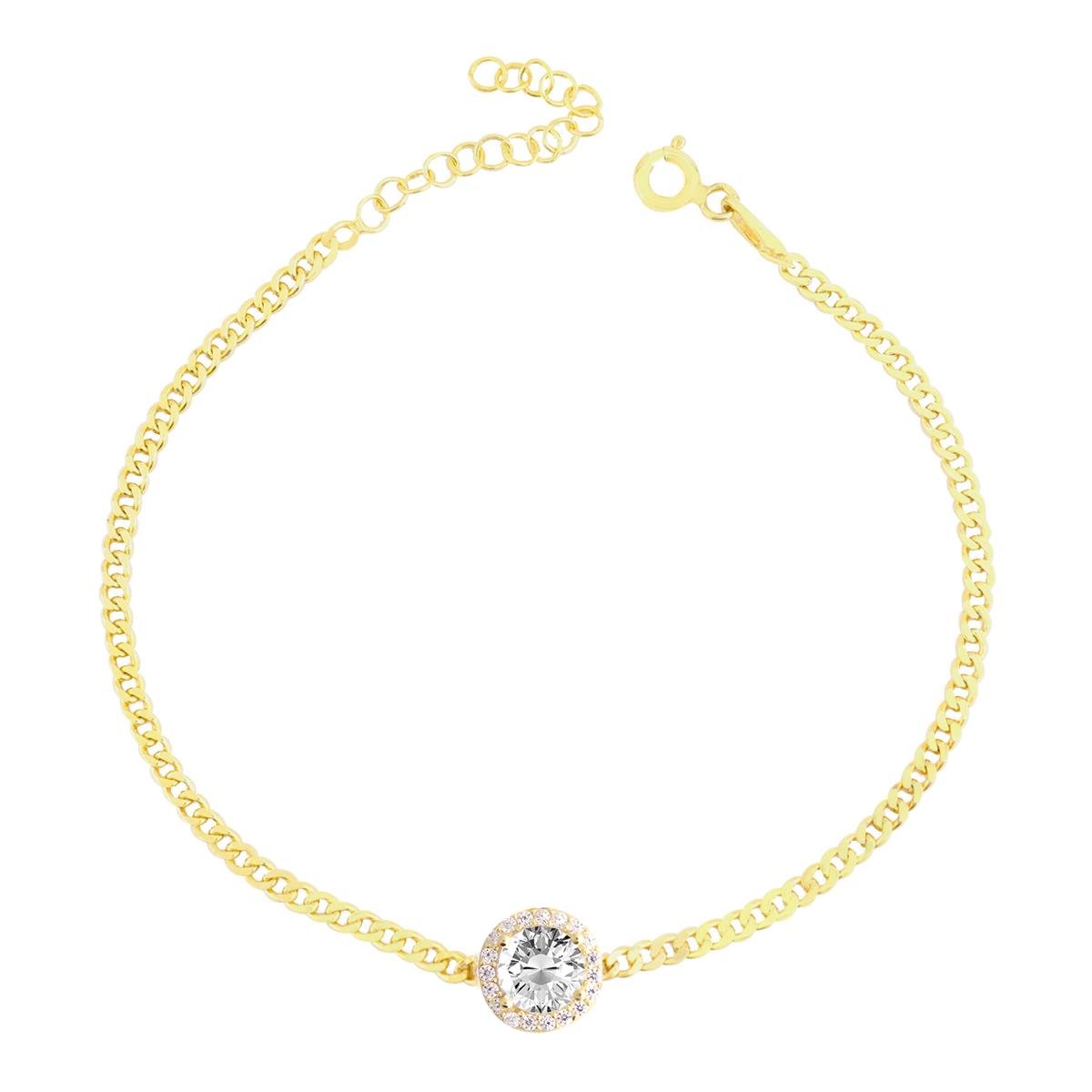 925 Ayar Gümüş Safir Beyaz Yuvarlak Taşlı Gurmet Zincir Bileklik