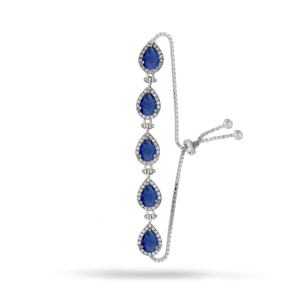 925 Ayar Gümüş Safir Damla Taşlı  Bileklik