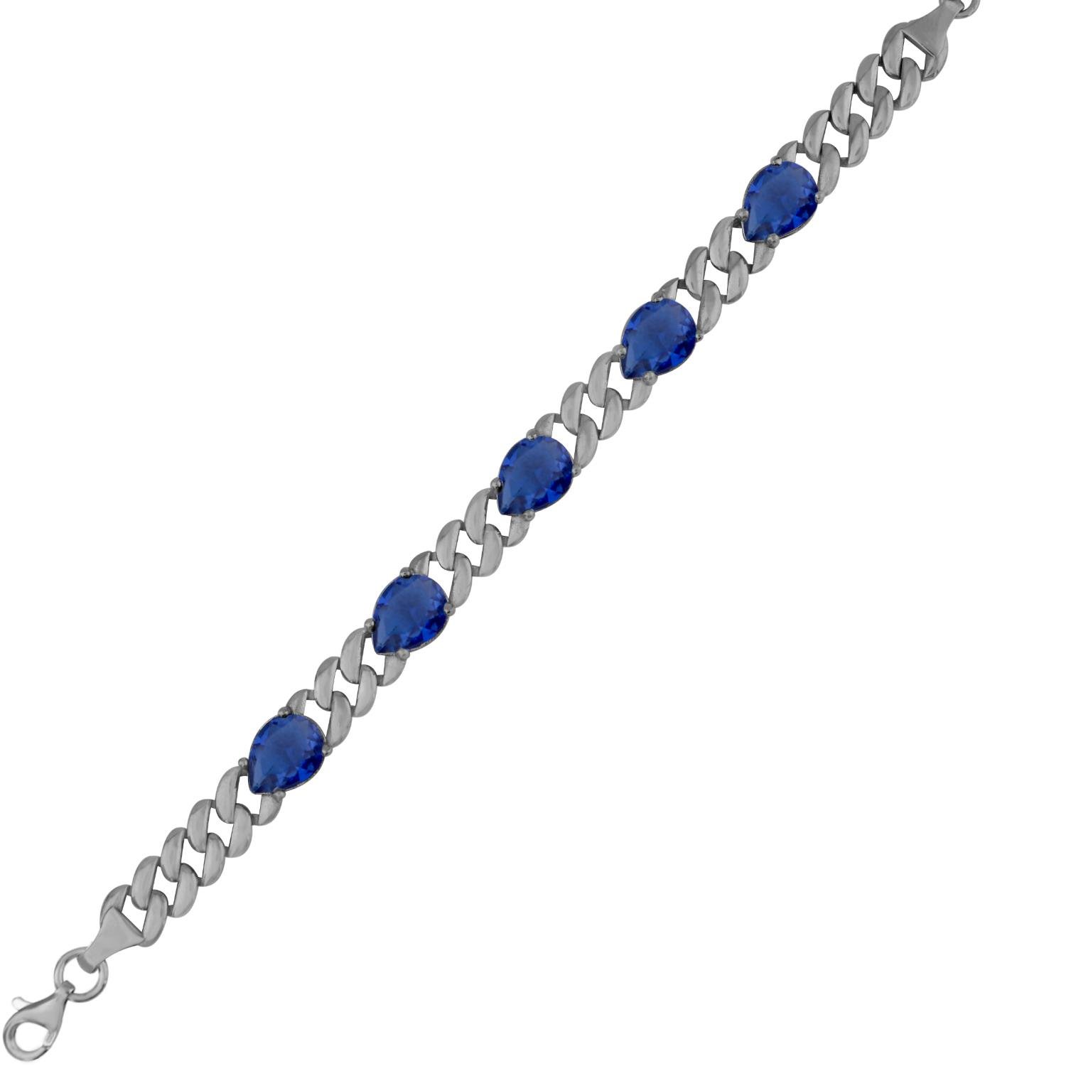 925 Ayar Gümüş Safir Damla Taşlı Gurmet Bileklik