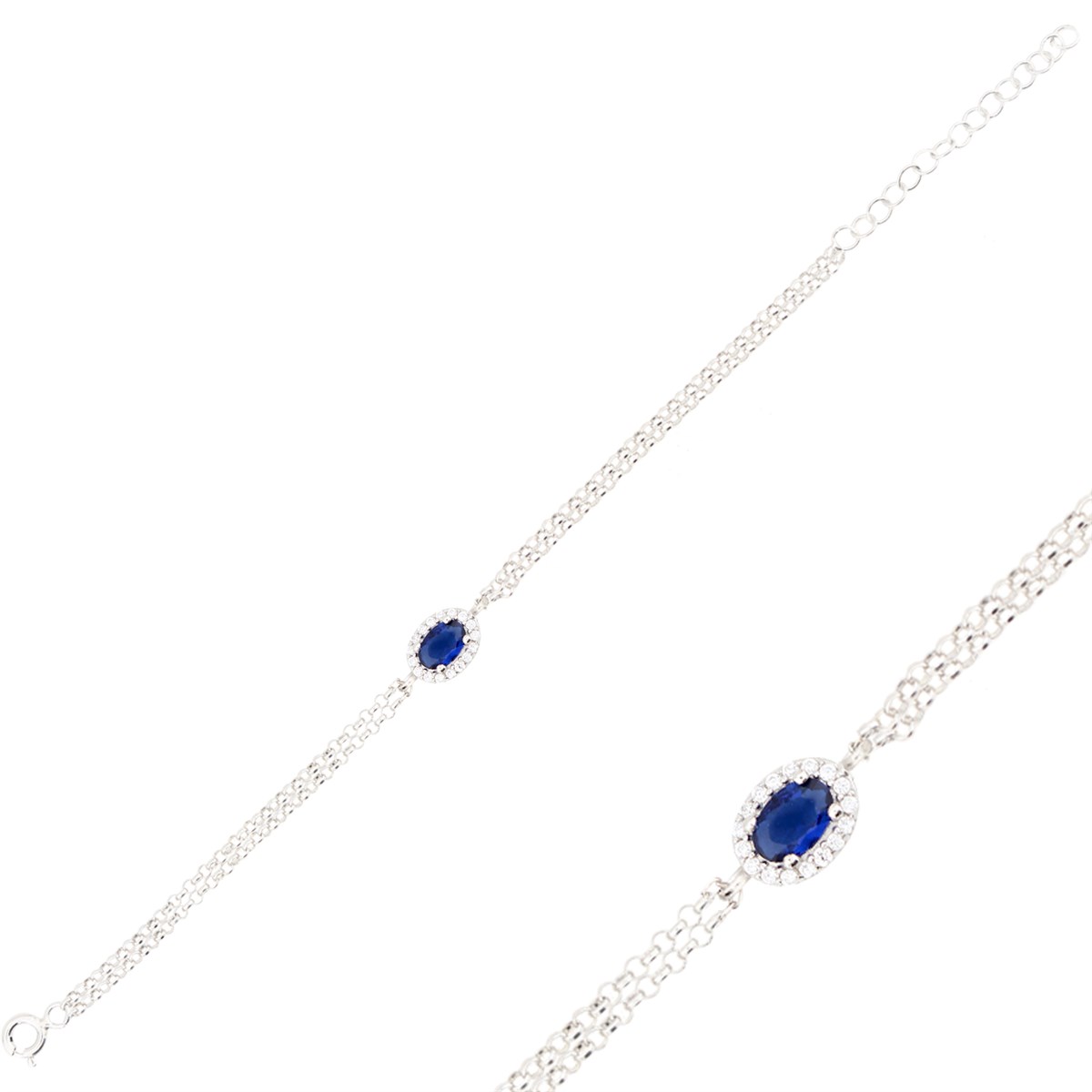 925 Ayar Gümüş Safir Oval Bileklik