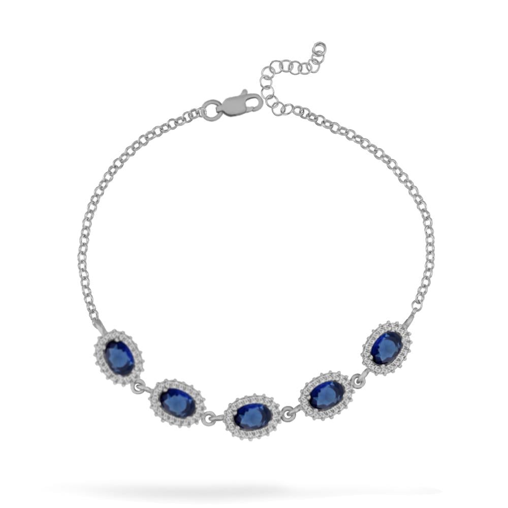 925 Ayar Gümüş Safir Oval Taşlı Anturaj Bileklik