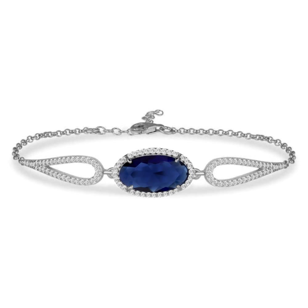 925 Ayar Gümüş Safir Oval Taşlı Bileklik