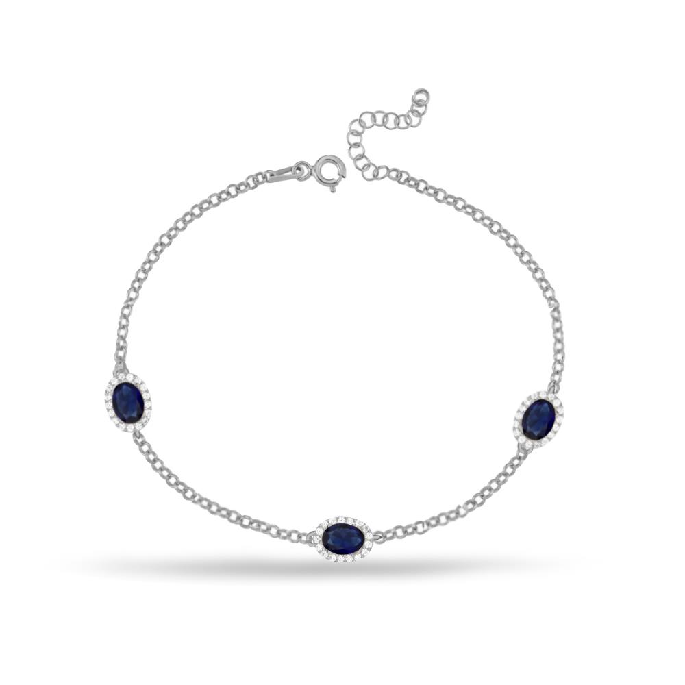 925 Ayar Gümüş Safir Oval Taşlı Bileklik